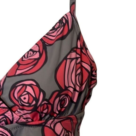 Garnet Hill women’s tankini top Size 2 Floral Gray Pink Adjustable straps‎ - Picture 4 of 9